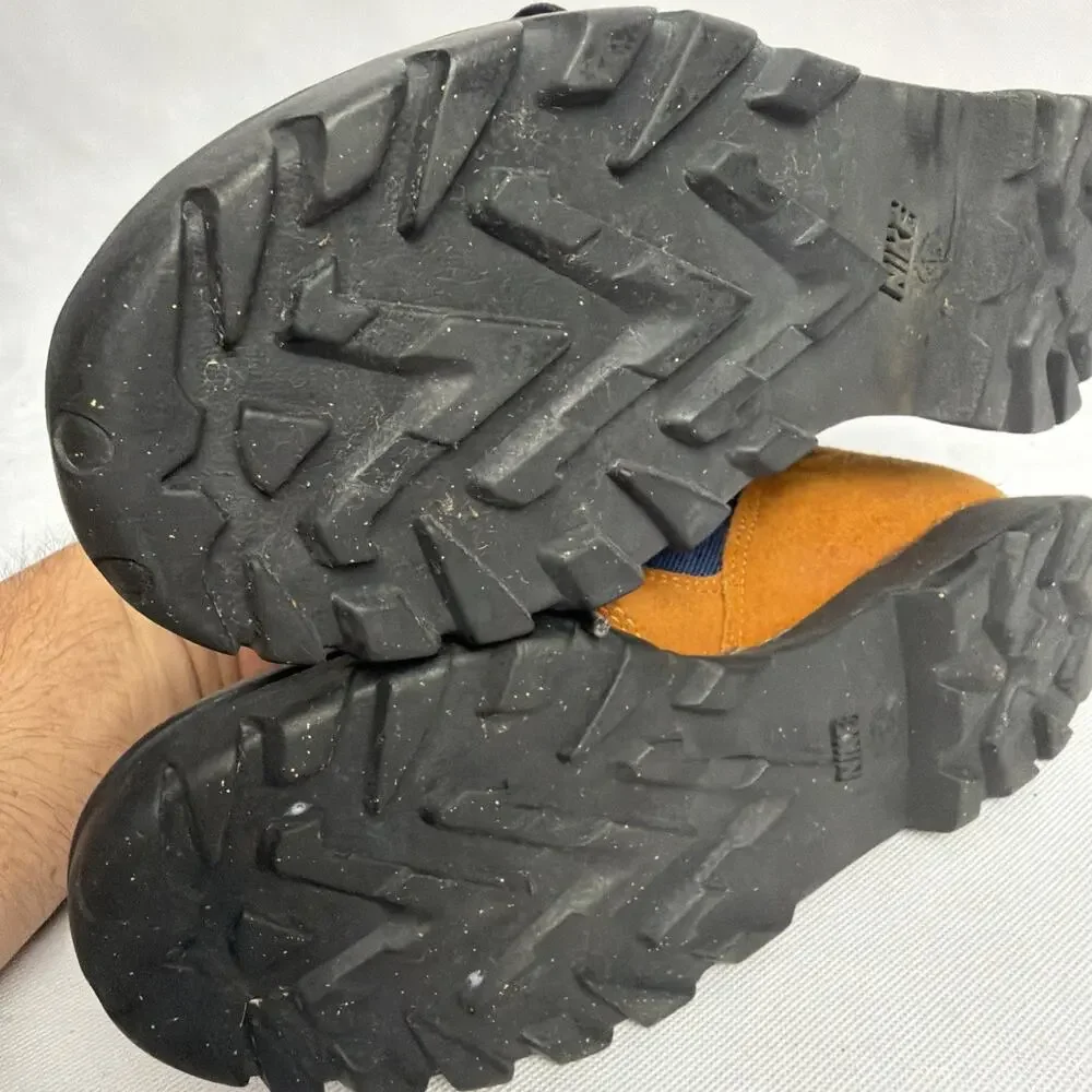 Vintage 1995 Nike ACG Hiking Boots Brown Navy Blue Suede 950204-IA Mens 7.5
